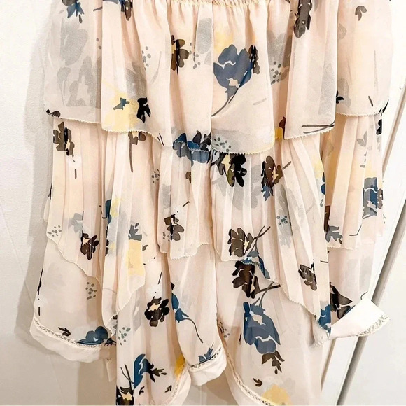 Self-Portrait pink floral ruffle tiered mini dress size 4 - Picture 6 of 13